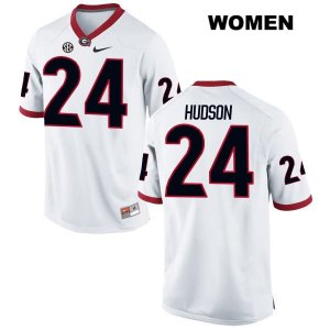 Women's Georgia Bulldogs NCAA #24 Prather Hudson Nike Stitched White Authentic College Football Jersey CDI1354FW